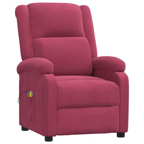 VidaXL vidaXL Massagesessel Elektrisch Weinrot Samt 2