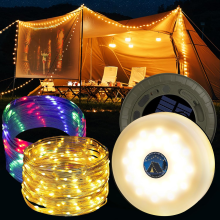 Camping String Lights 10m 138LED RGB Solar Portable Retractable Fairy Lights