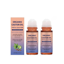 (2 Bottles (50ml*2)) 1~3pcs Organic Golden Castor Oil Roll-On with Rose Quartz for Skin,Hair&Wrinkle