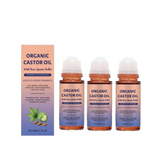 (3 Bottles (50ml*3)) 1~3pcs Organic Golden Castor Oil Roll-On with Rose Quartz for Skin,Hair&Wrinkle