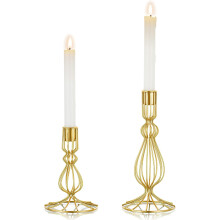 Gold Geometric Metal Candle Holder Set of 2 for Candles — taper candle stand, scandinavian home decor