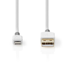 Lightning kabel | USB 2.0 | Apple Lightning, 8pin | USB-A samec | 480 Mbps | Pozlaceno | 3,00 m | Kulatý | PVC | Šedá / Bílá | Box