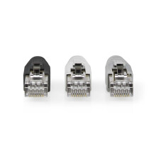 RJ45 konektor | Průchod RJ45 | Pevný/spletený FTP CAT6 | Rovný | Pozlaceno | 10 ks. | PVC | Šedá / Černá / Bílá | Krabice