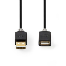 USB kabel | USB 2.0 | USB-A samec | USB-A samice | 480 Mbps | Pozlaceno | 3,00 m | Kulatý | PVC | Antracit | Box