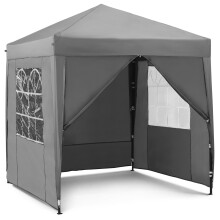 Vonhaus Pop Up Gazebo 2m x 2m - Garden Marquee Shelter Canopy with Sides, Grey