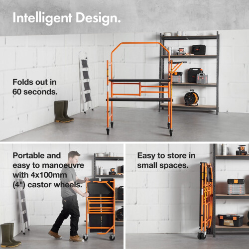 Portable Mobile Work Platform - VonHaus Scaffold Platform with Wheels 1