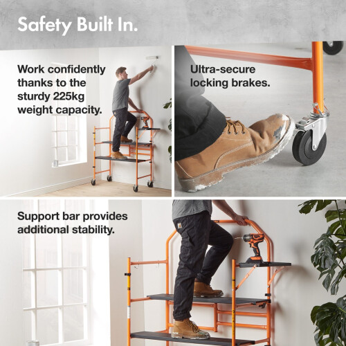 Portable Mobile Work Platform - VonHaus Scaffold Platform with Wheels 2