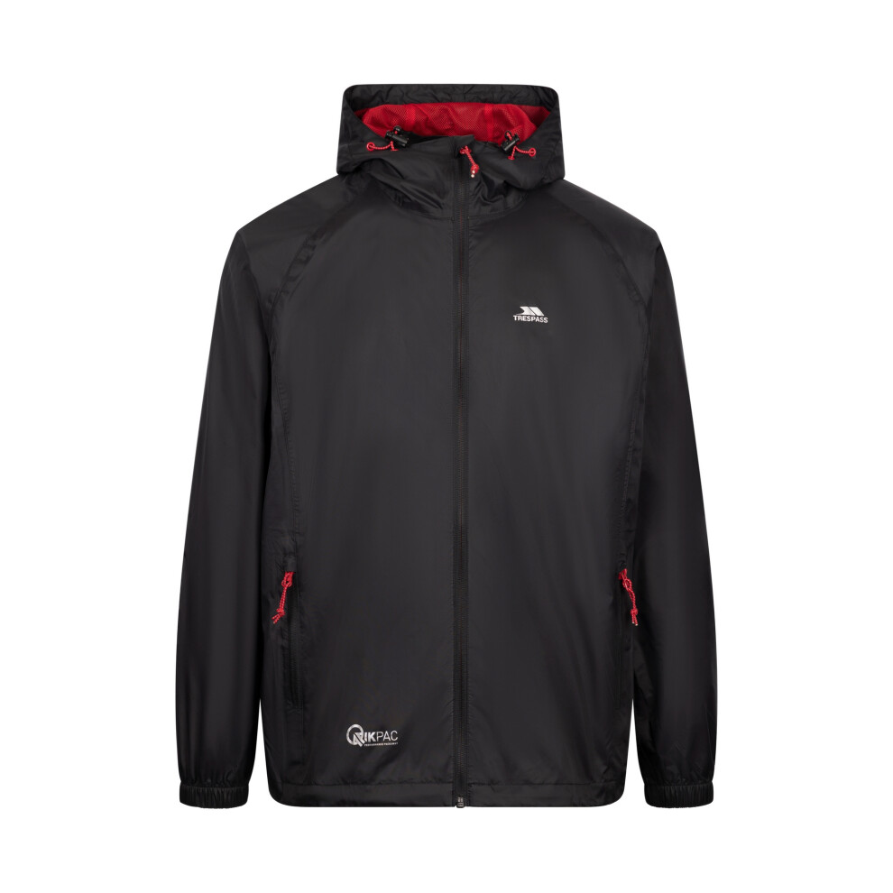 Trespass (Xs, Black/Red) Unisex Adult Qikpac Waterproof Jacket