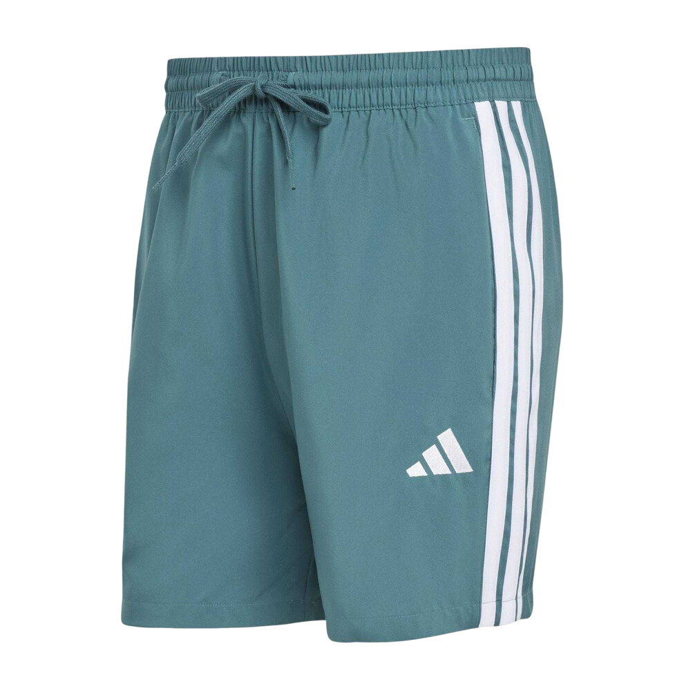 Adidas (L, Teal) Mens 3 Stripes Shorts