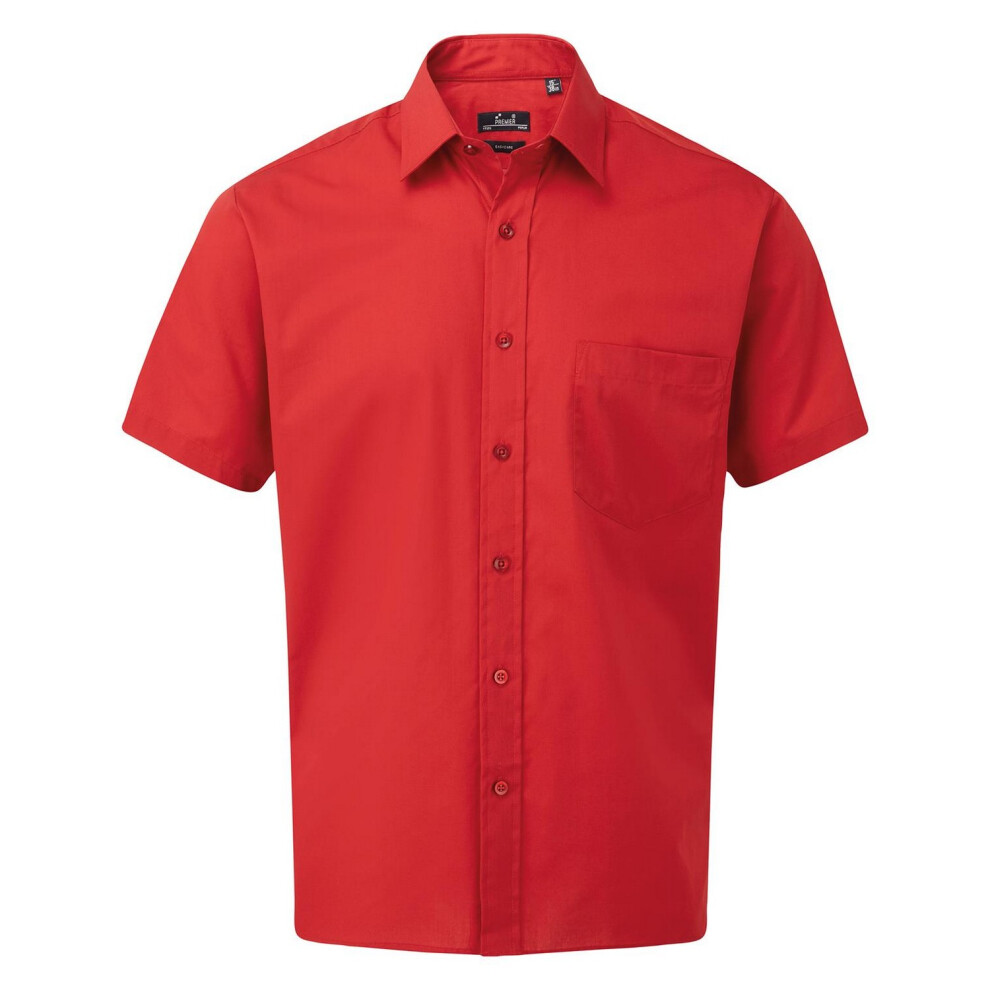 Premier (16In, Red) Mens Short Sleeve Poplin Shirt