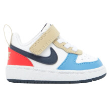 (4.5 UK Child, White/Blue/Red) Nike Childrens/Kids Court Borough Leather Trainers