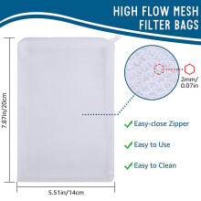 64 Peças Sacos de Filtro de Mídia de Malha de Aquário, Sacos de Malha de Filtro de Mídia de Náilon com Zíper (para Carbono Particulado), Bolas