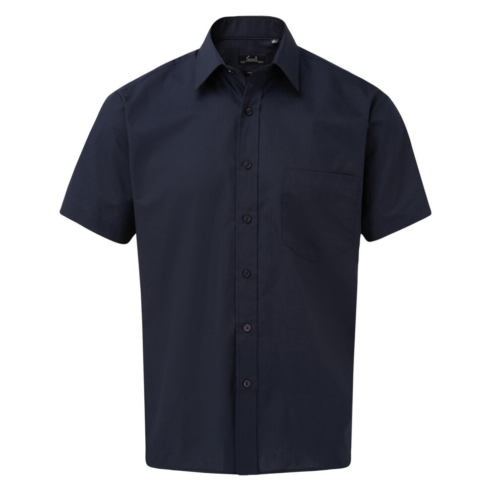 Premier (15.5In, Navy) Mens Short Sleeve Poplin Shirt