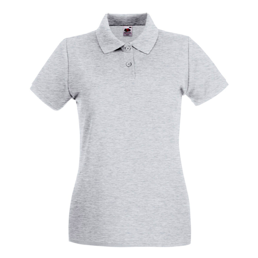 Fruit Of The Loom (L, Heather Grey) Womens/Ladies Premium Fitted Short-Sleeved Polo Shirt - Image 3
