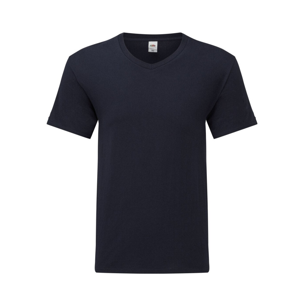 Fruit Of The Loom (L, Dark Navy) Mens Iconic 150 V Neck T-Shirt