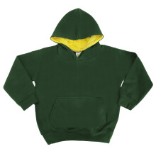 (7-8, Forest Green/ Gold) Awdis Kids Varsity Hooded Sweatshirt / Hoodie / Schoolwear