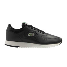 (8 UK, Black/Off White) Lacoste Mens Linetrack Leather Running Trainers