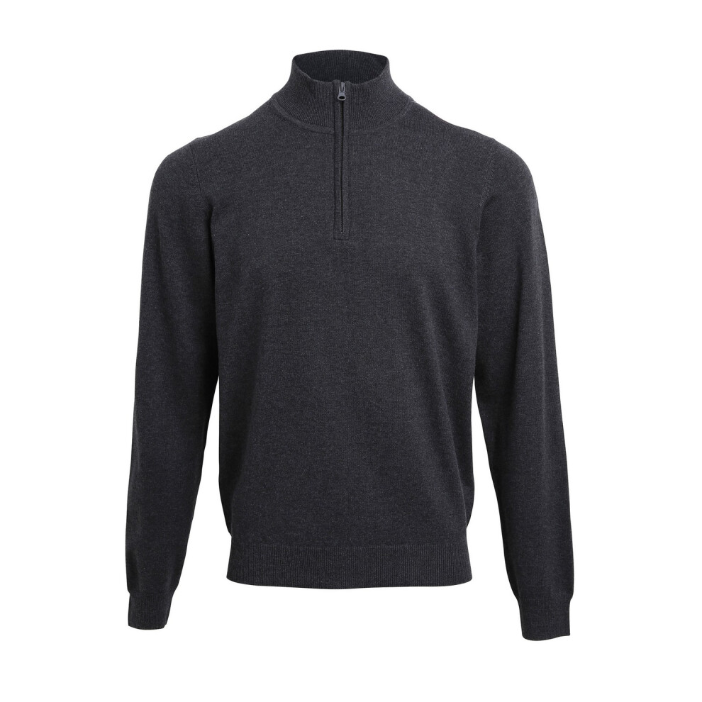 Premier (Xs, Charcoal) Mens Zip Neck Sweatshirt