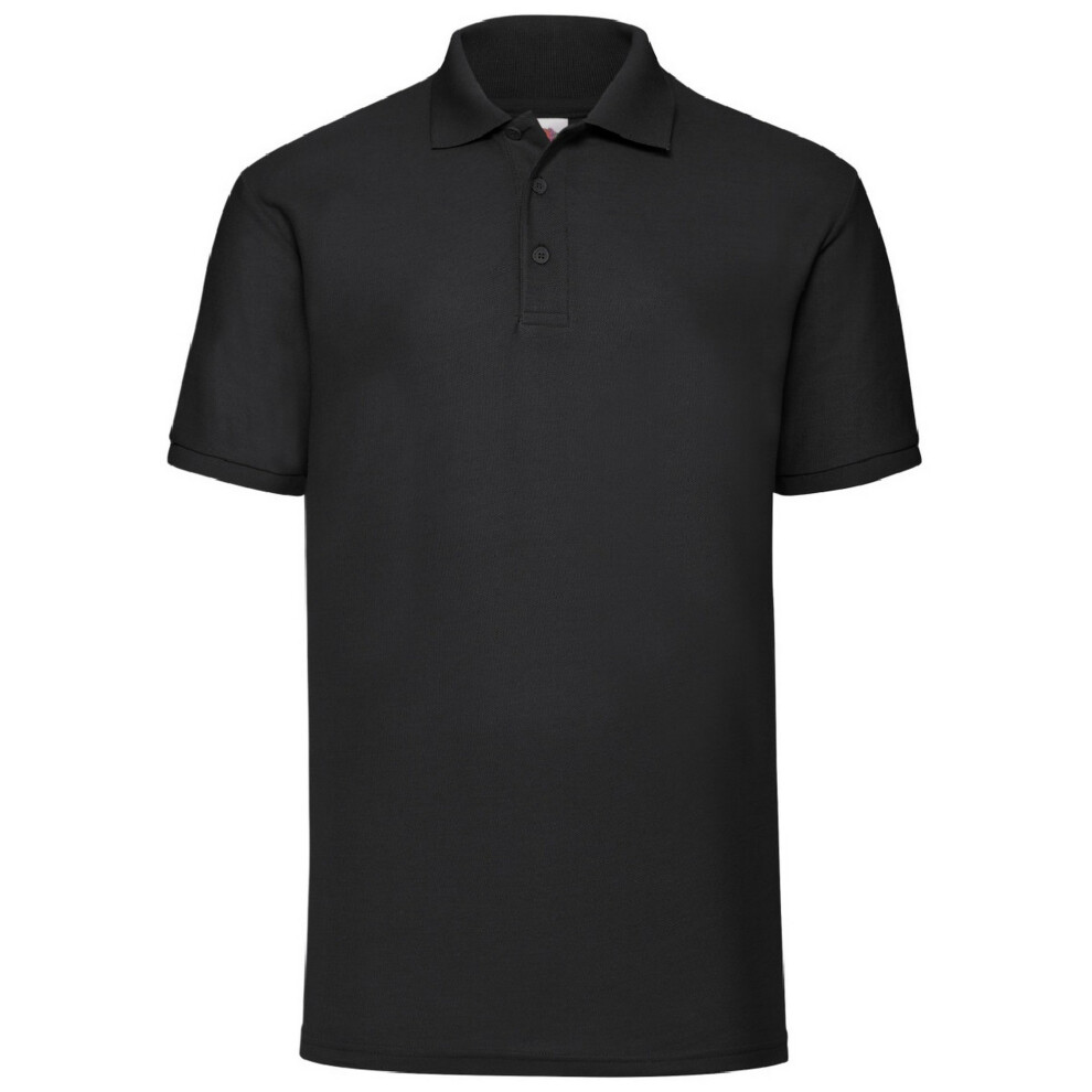 Fruit Of The Loom (M, Black) Mens 65/35 Pique Short Sleeve Polo Shirt