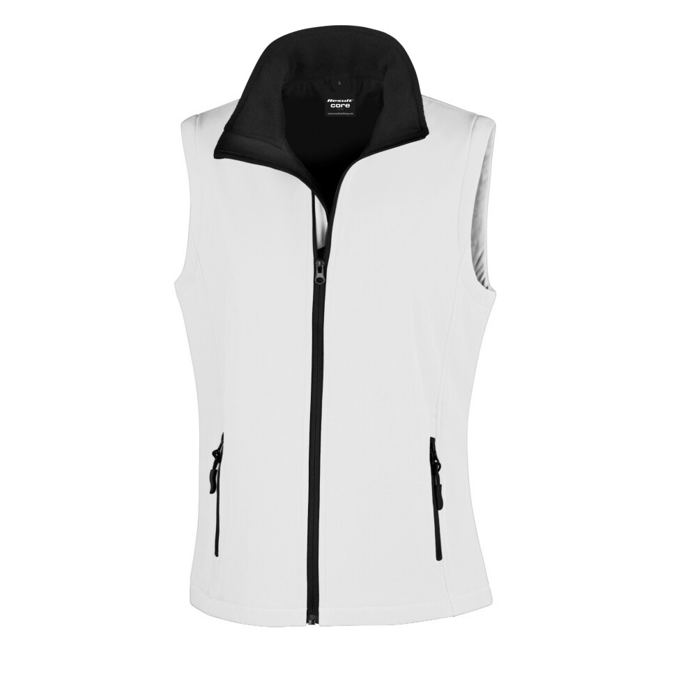 Result (L, White / Black) Core Womens/Ladies Printable Softshell Bodywarmer
