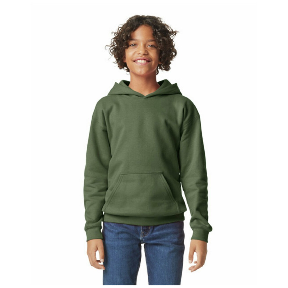 Gildan (5-6 Years, Military Green) Childrens/Kids Softstyle Plain Midweight Hoodie