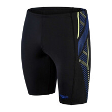 (26R, Black/Blue) Speedo Mens Tech Striped Endurance+ Jammer Shorts