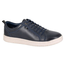 (12 UK, Navy) Roamers Mens Leather Trainers