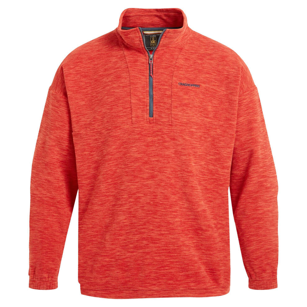 Craghoppers (S, Pimento Red) Mens Esk Colour Block Melange Half Zip Fleece Top