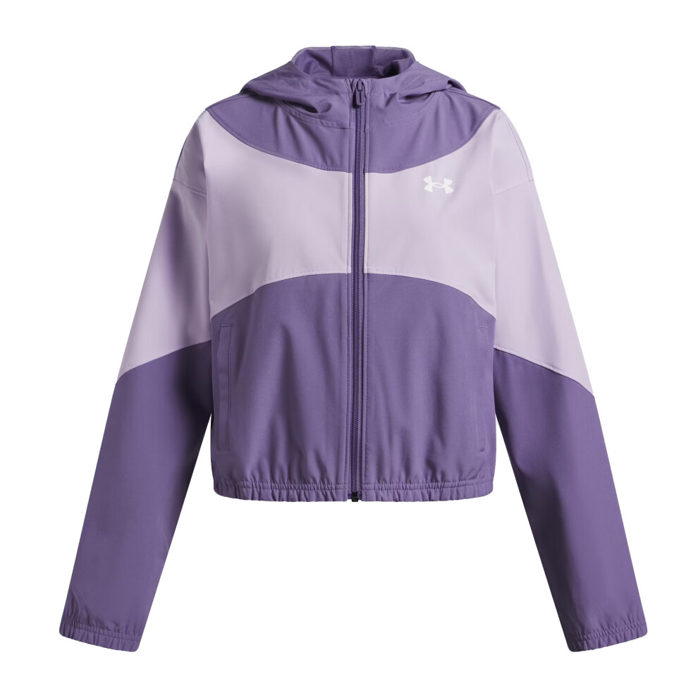 Under Armour (9-10 Years, Purple/White) Girls Rival Woven Windbreaker