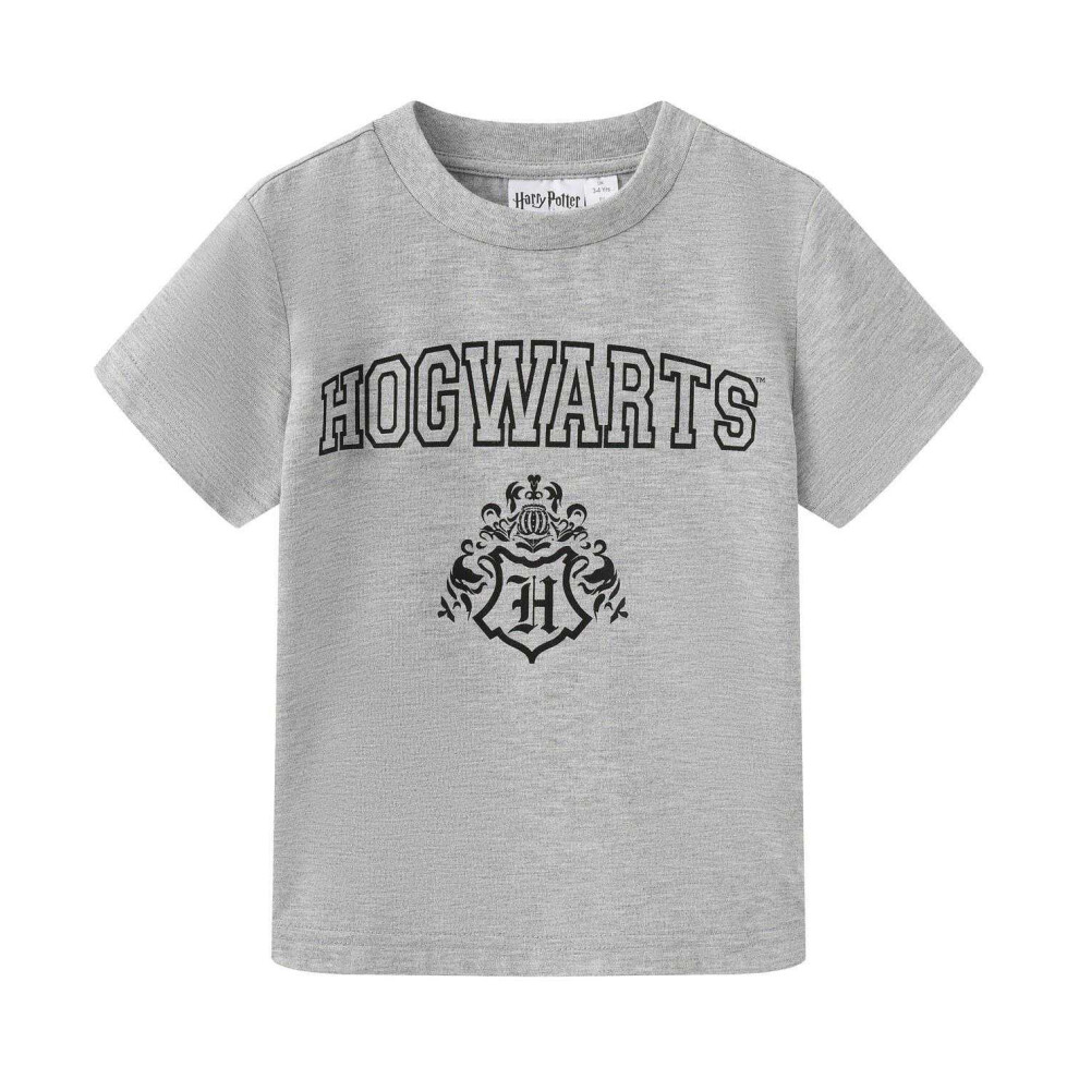 Harry Potter Unisex Grey Hogwarts Crest Cotton T-Shirt In | Size: 5-6 Years - Image 2