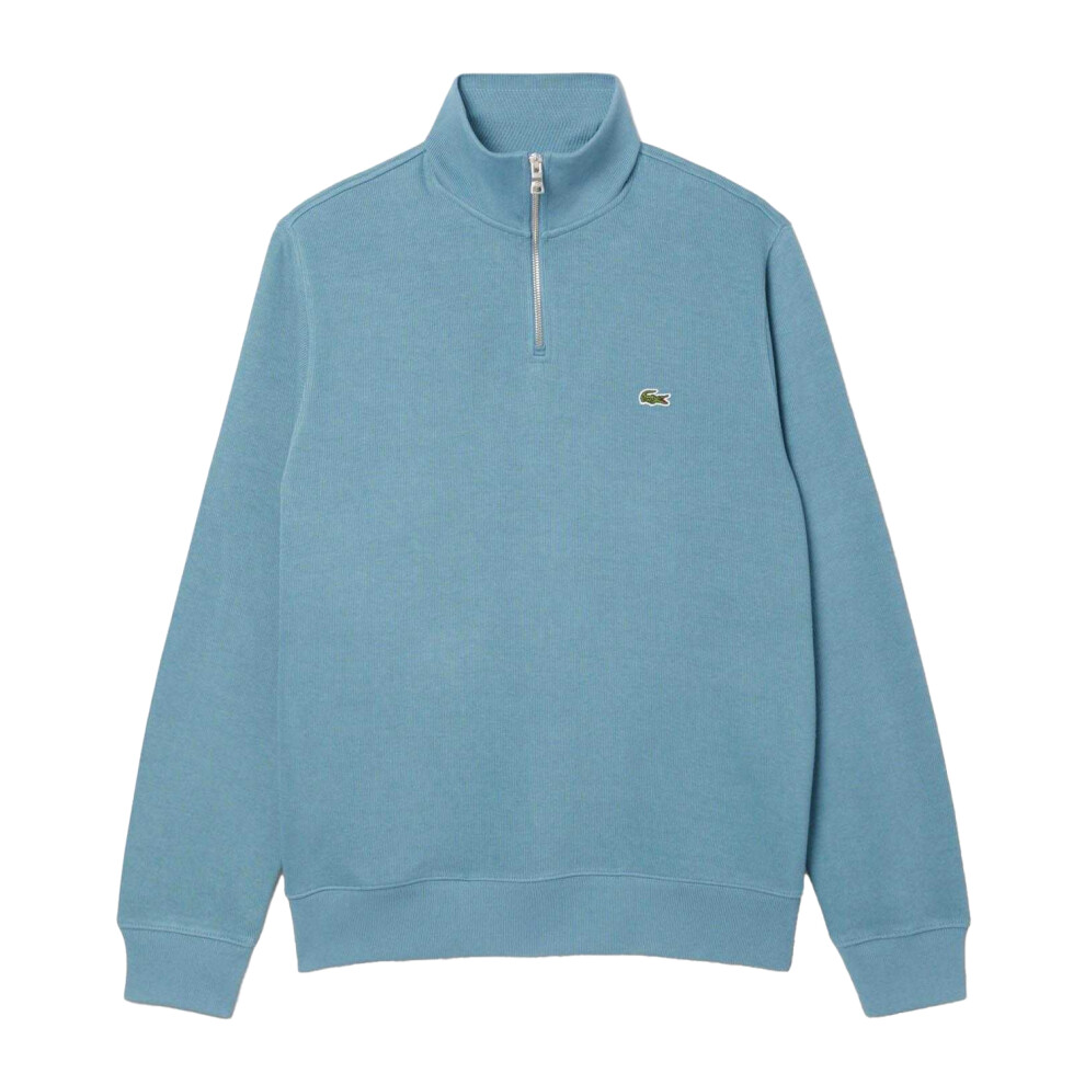 Lacoste Men's Blue Interlock Quarter Zip Sweatshirt - M - 100% Cotton - Image 2