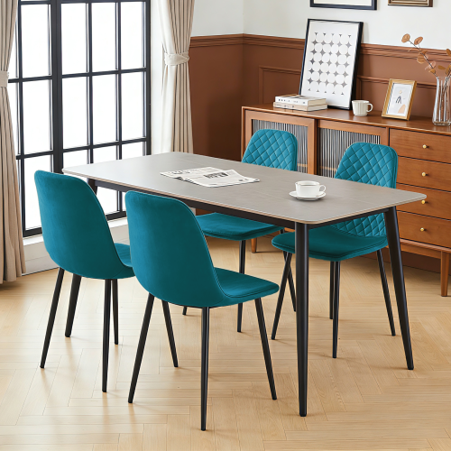 AINPECCA (Velvet Dark Teal) 2PCS Dining Chairs Padded Seat 2