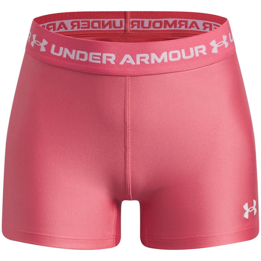 Under Armour (9-10 Years, Pink/White) Girls Heatgear Workout Compression Shorts
