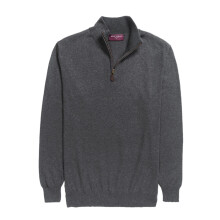 (S, Charcoal) Brook Taverner Mens Dallas Zip-Neck Sweater