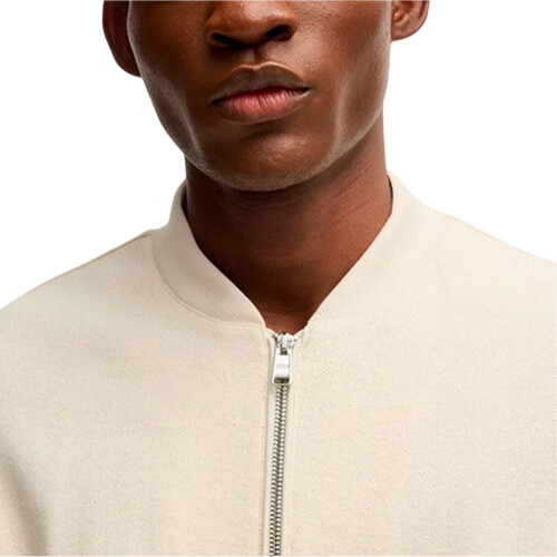 (S, White) Boss Mens Solid Front Pocket Bomber Jacket 2