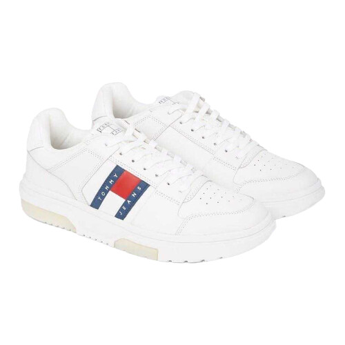 (7 UK, White) Tommy Jeans Mens Leather Trainers 2
