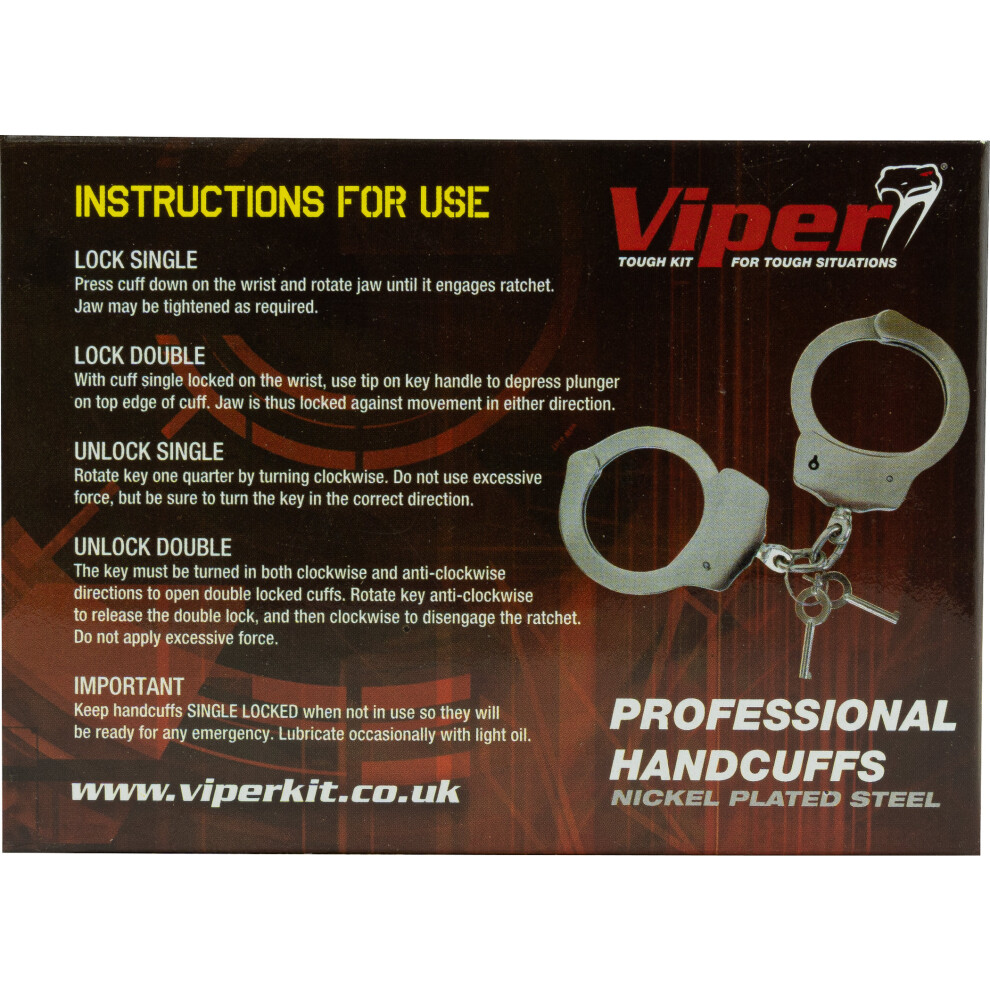 Viper Tactical Steel Handcuffs With Keys Double Lock Heavy Duty