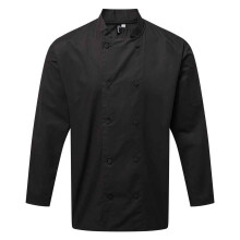 (4XL, Black) Premier Mens Coolchecker Long-Sleeved Chef Jacket