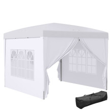 3x3(m) Pop-Up Gazebo, with Curtain Walls and Windows, White