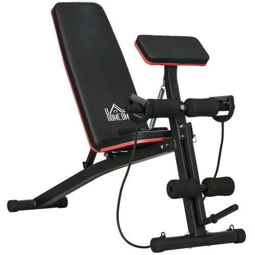 Foldable Weight Bench, Adjustable Strength Training Sit Up Ab Bench, Incline/Decline, Red