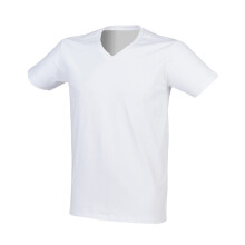 (XXL, White) SF Men Mens Stretch V Neck T-Shirt