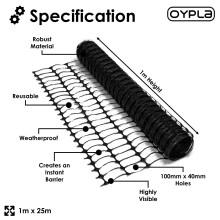 Oypla Heavy Duty Black Safety Barrier Mesh Fencing 1mtr x 25mtr