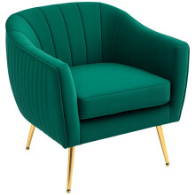 Velvet-Feel Shell Back Accent Chair - Green