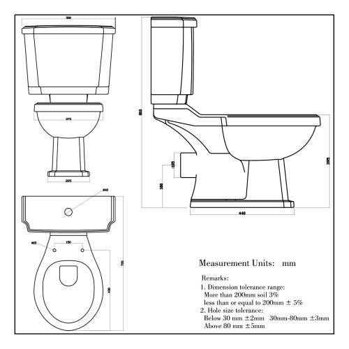 Traditional Close Coupled Toilet Soft Close Seat 1