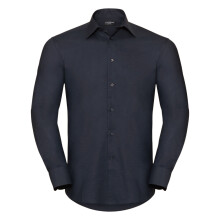 (17inch, Black) Russell Collection Mens Long Sleeve Easy Care Tailored Oxford Shirt