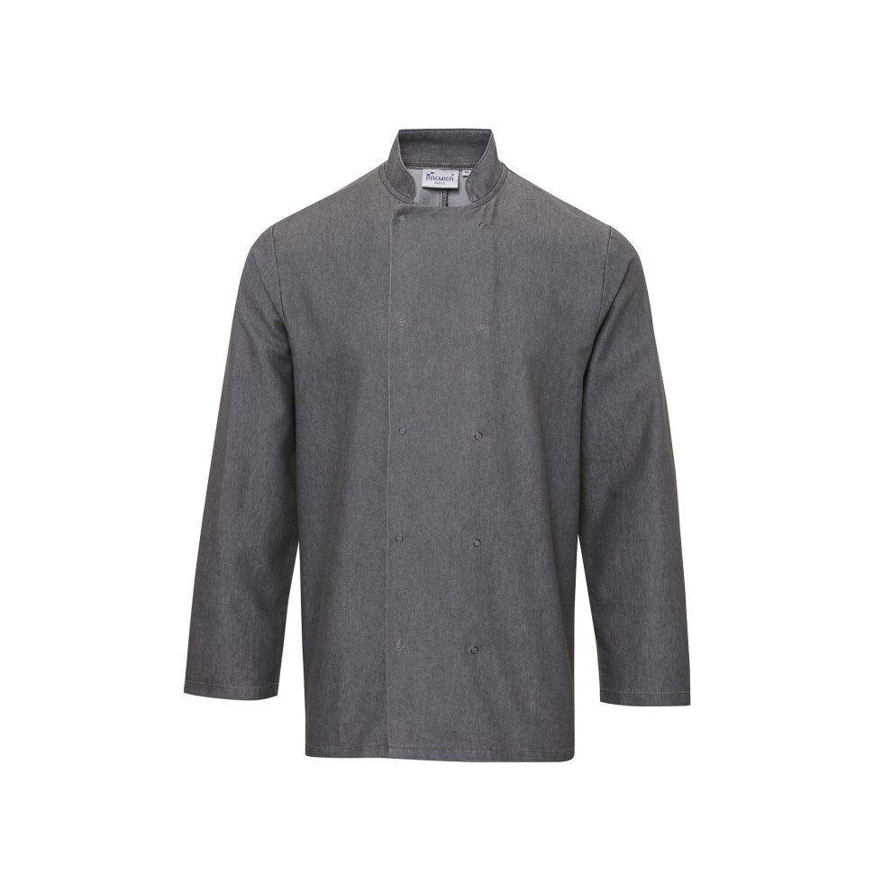 Premier Unisex Grey Denim Chefs Jacket - Denim - M - Denim - Image 2