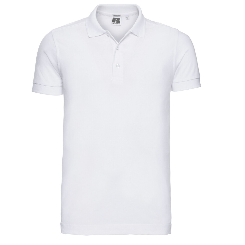Russell (Xl, White) Mens Plain Stretch Polo Shirt