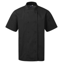 (S, Black) Premier Unisex Adult Coolchecker Short-Sleeved Chef Jacket