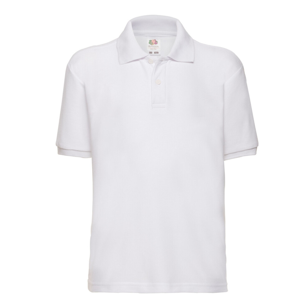 Fruit Of The Loom (7-8 Years, White) Childrens/Kids 65/35 Pique Polo Shirt