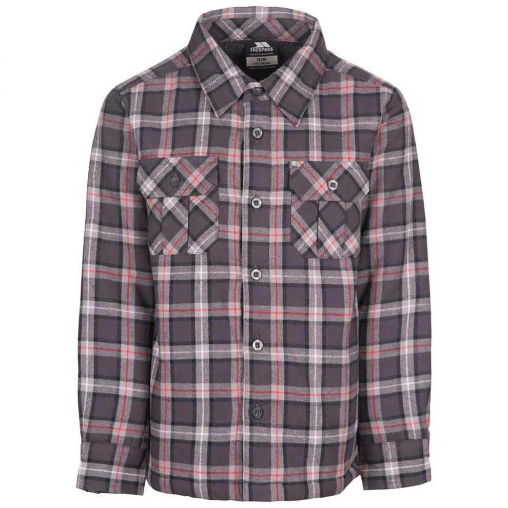 Trespass (5-6 Years, Dark Grey Check) Childrens/Kids Average Long Sleeved Gingham Shirt